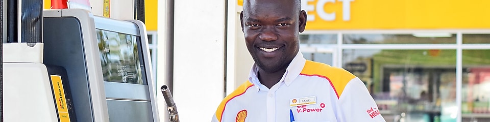 Ugandan customer champion on the forecourt