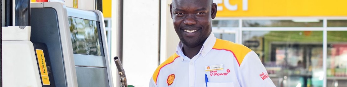 Ugandan customer champion on the forecourt